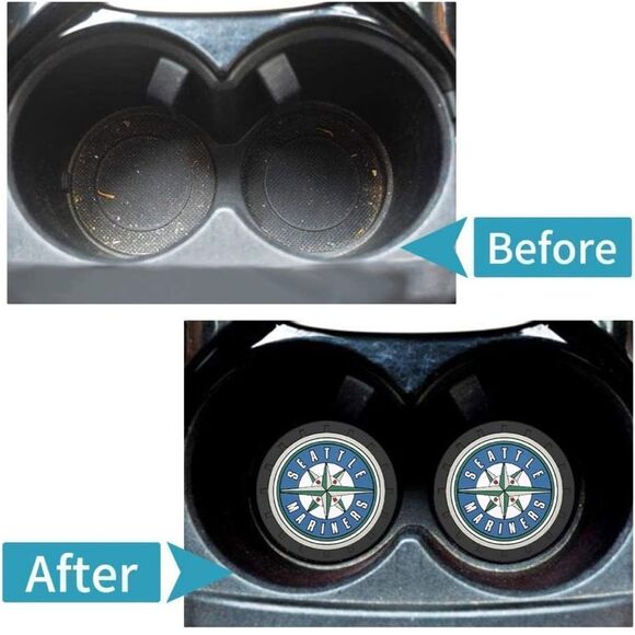 MLB Seattle Mariners car cup Coasters in black Set of 2 NWT - Picture 3 of 7